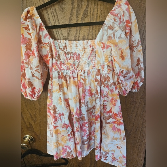 Abercrombie & Fitch Puff Sleeve Floral Mini Dress With Pockets Xs - Picture 5 of 8